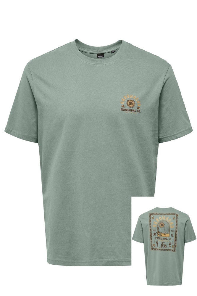 ONSMANUEL LIFE REG SS DESERT TEE CS 22035647 Iceberg Green/ARROWHEAD